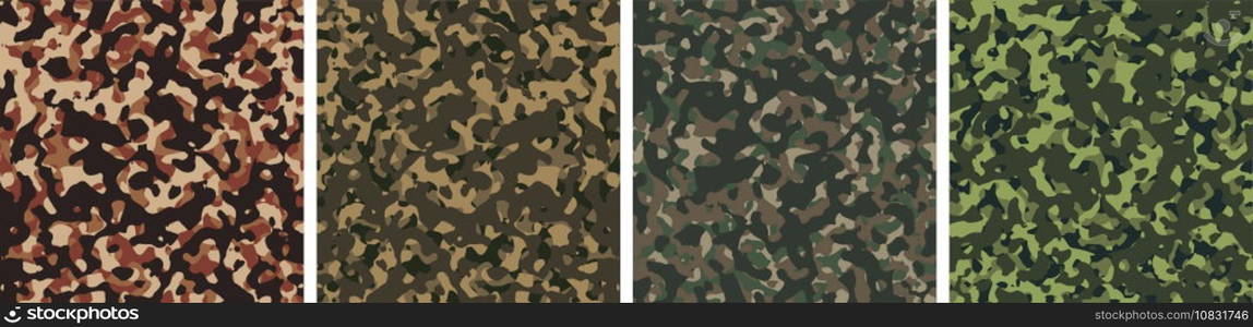 4 Camouflage Background Set Pattern Design Vector