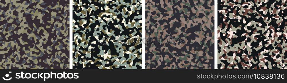 4 Camouflage Background Set Pattern Design Vector