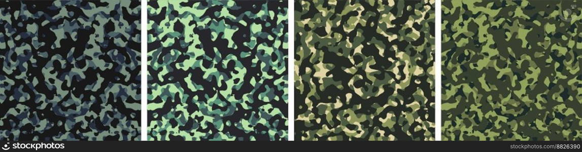 4 Camouflage Background Set Pattern Design Vector