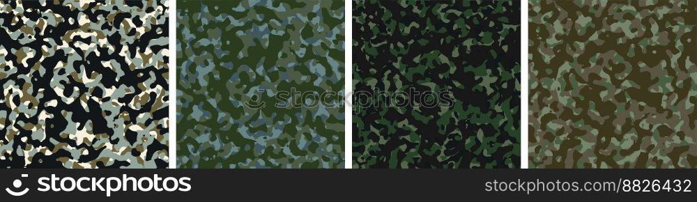 4 Camouflage Background Set Pattern Design Vector