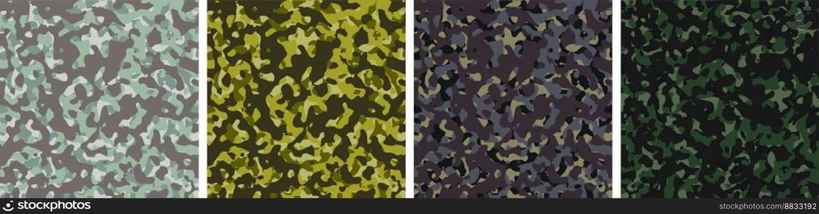 4 Camouflage Background Set Pattern Design Vector