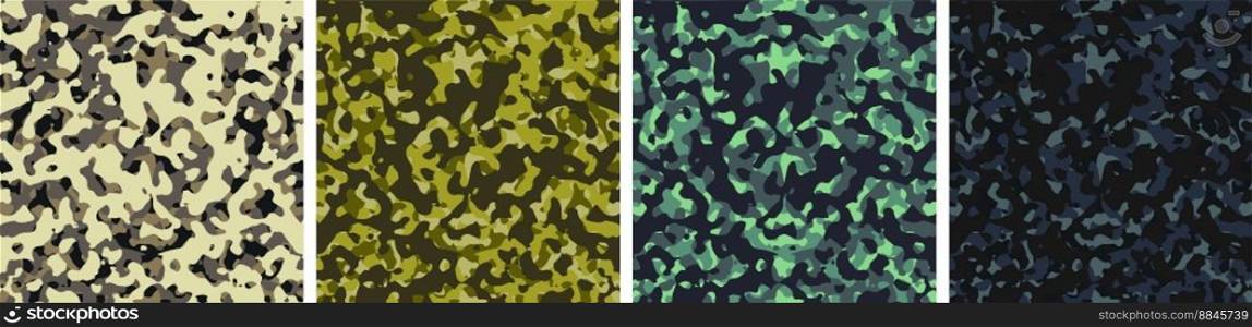 4 Camouflage Background Set Pattern Design Vector
