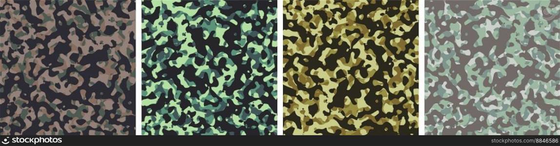 4 Camouflage Background Set Pattern Design Vector