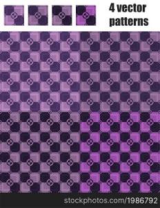 4 circle and square patterns set in violet color. 4 circle and square patterns violet