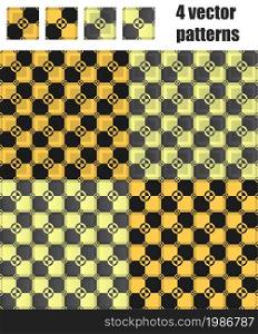 4 circle-square vector patterns set in black and yellow, gray and cream colors. 4 circle-square patterns set . Black, yellow,gray,cream
