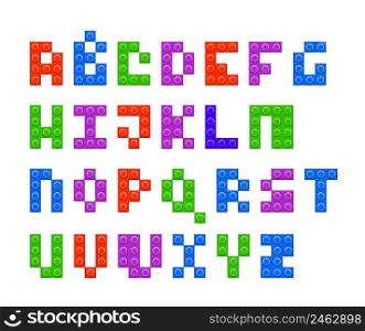4 colors plastic constructor alphabet vector illustration