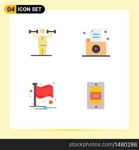 4 Creative Icons Modern Signs and Symbols of activity, record, physical, file, flag Editable Vector Design Elements