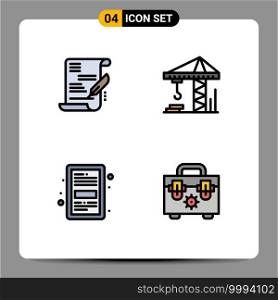 4 Creative Icons Modern Signs and Symbols of agreement, file, crain, book, bag Editable Vector Design Elements