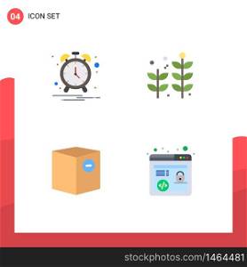 4 Creative Icons Modern Signs and Symbols of alarm, minus, business, box, http Editable Vector Design Elements