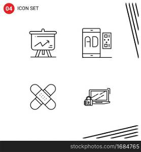 4 Creative Icons Modern Signs and Symbols of analytics, aid, board, marketing, healthcare Editable Vector Design Elements