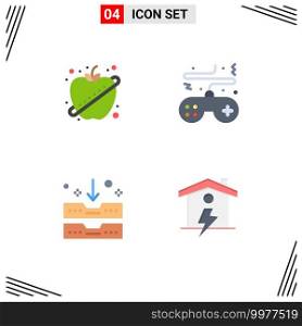 4 Creative Icons Modern Signs and Symbols of apple, archive, fitness, console, drawer Editable Vector Design Elements
