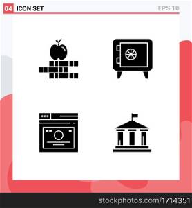 4 Creative Icons Modern Signs and Symbols of apple, quicklinks, money, layout, bank Editable Vector Design Elements