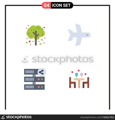 4 Creative Icons Modern Signs and Symbols of apple, share, tree, transport, server Editable Vector Design Elements