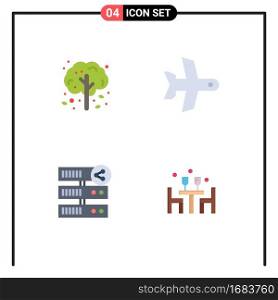 4 Creative Icons Modern Signs and Symbols of apple, share, tree, transport, server Editable Vector Design Elements