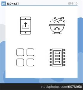 4 Creative Icons Modern Signs and Symbols of application, calc, smartphone, colouring, education Editable Vector Design Elements
