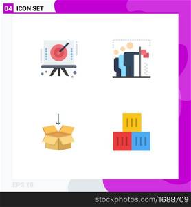 4 Creative Icons Modern Signs and Symbols of arrow, box, target, win, shepping Editable Vector Design Elements
