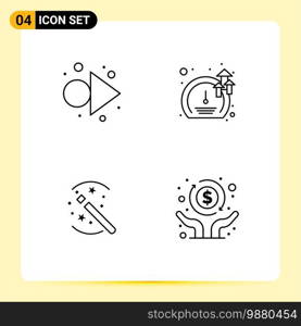 4 Creative Icons Modern Signs and Symbols of arrow, magic, meter, growth, economic Editable Vector Design Elements