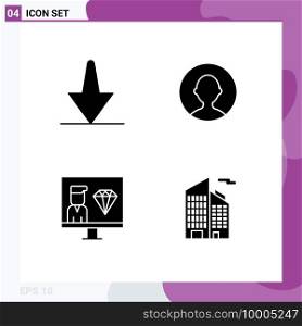 4 Creative Icons Modern Signs and Symbols of arrow, programmer, avatar, coding, building Editable Vector Design Elements