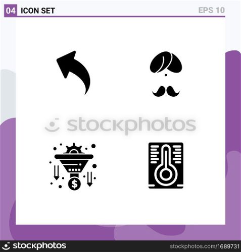 4 Creative Icons Modern Signs and Symbols of arrow, turba, hindu, man, filter Editable Vector Design Elements