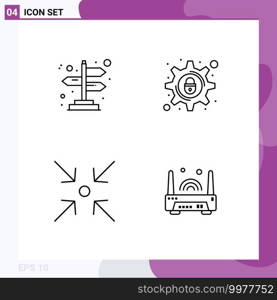 4 Creative Icons Modern Signs and Symbols of arrows, expand, cyber crime, setting, electronic Editable Vector Design Elements