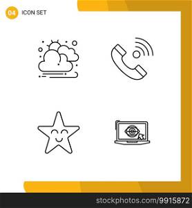 4 Creative Icons Modern Signs and Symbols of autumn, face, call, incoming, laptop Editable Vector Design Elements