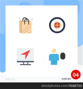 4 Creative Icons Modern Signs and Symbols of bag, computer, army, soldier, message Editable Vector Design Elements