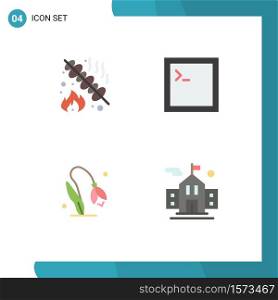4 Creative Icons Modern Signs and Symbols of barbeque, nature, party, terminal, school Editable Vector Design Elements