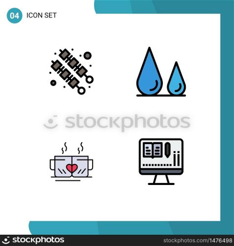 4 Creative Icons Modern Signs and Symbols of bbq, love, biology, science, wedding Editable Vector Design Elements
