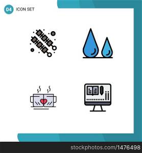 4 Creative Icons Modern Signs and Symbols of bbq, love, biology, science, wedding Editable Vector Design Elements