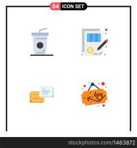 4 Creative Icons Modern Signs and Symbols of beverage, bubble, accuracy, justice, popup Editable Vector Design Elements