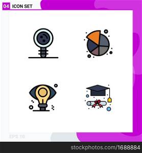 4 Creative Icons Modern Signs and Symbols of biology, business, dna, market, bulb Editable Vector Design Elements