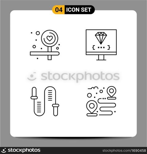4 Creative Icons Modern Signs and Symbols of board, rope, coding, development, skipping Editable Vector Design Elements