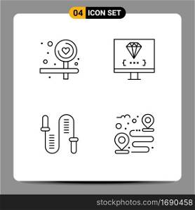 4 Creative Icons Modern Signs and Symbols of board, rope, coding, development, skipping Editable Vector Design Elements