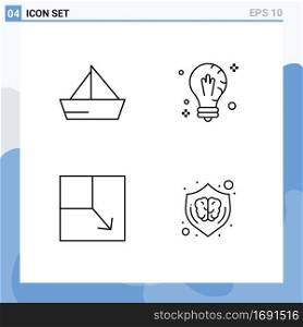 4 Creative Icons Modern Signs and Symbols of boat, light, vehicles, bulb, layout Editable Vector Design Elements