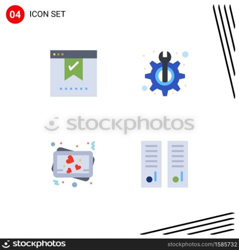 4 Creative Icons Modern Signs and Symbols of bookmark, love, office, support, photo Editable Vector Design Elements