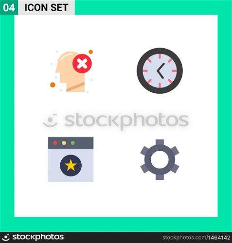 4 Creative Icons Modern Signs and Symbols of brain, mac, human, clock, gear Editable Vector Design Elements