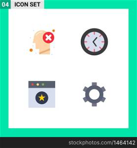 4 Creative Icons Modern Signs and Symbols of brain, mac, human, clock, gear Editable Vector Design Elements