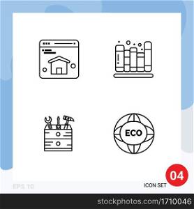 4 Creative Icons Modern Signs and Symbols of browser, carpenter, back to school, library, environment Editable Vector Design Elements