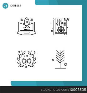 4 Creative Icons Modern Signs and Symbols of business, christmas, document, options, eco Editable Vector Design Elements