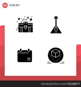 4 Creative Icons Modern Signs and Symbols of business, cinema, growth, instrument, calender Editable Vector Design Elements