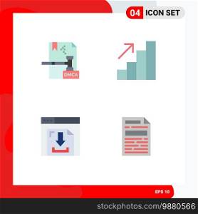 4 Creative Icons Modern Signs and Symbols of business, download, dmca, career, multimedia Editable Vector Design Elements