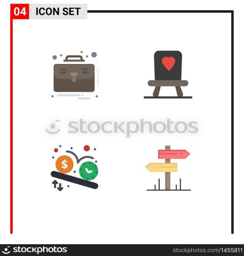 4 Creative Icons Modern Signs and Symbols of business, time, suitcase, deadline, direction Editable Vector Design Elements