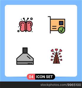 4 Creative Icons Modern Signs and Symbols of butterfly, extractor, farming, connected, kitchen Editable Vector Design Elements