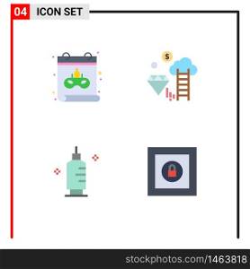 4 Creative Icons Modern Signs and Symbols of calendar, pharmacy, dimond, marketing, box Editable Vector Design Elements