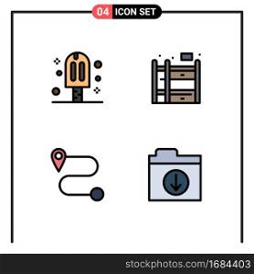 4 Creative Icons Modern Signs and Symbols of carnival, files, party, bunk bed, 76 Editable Vector Design Elements