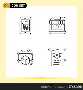 4 Creative Icons Modern Signs and Symbols of cart, gadget, shopping, shop, object Editable Vector Design Elements