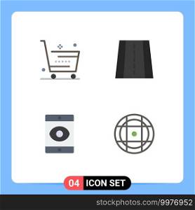 4 Creative Icons Modern Signs and Symbols of cart, spy, shop, road, ball Editable Vector Design Elements
