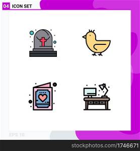 4 Creative Icons Modern Signs and Symbols of cemetery, cute, duck, spring, kid Editable Vector Design Elements