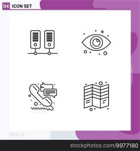 4 Creative Icons Modern Signs and Symbols of center, support, eye, web, brochure Editable Vector Design Elements