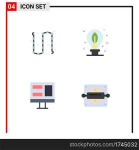 4 Creative Icons Modern Signs and Symbols of chain, screen, jewelry, day, window Editable Vector Design Elements